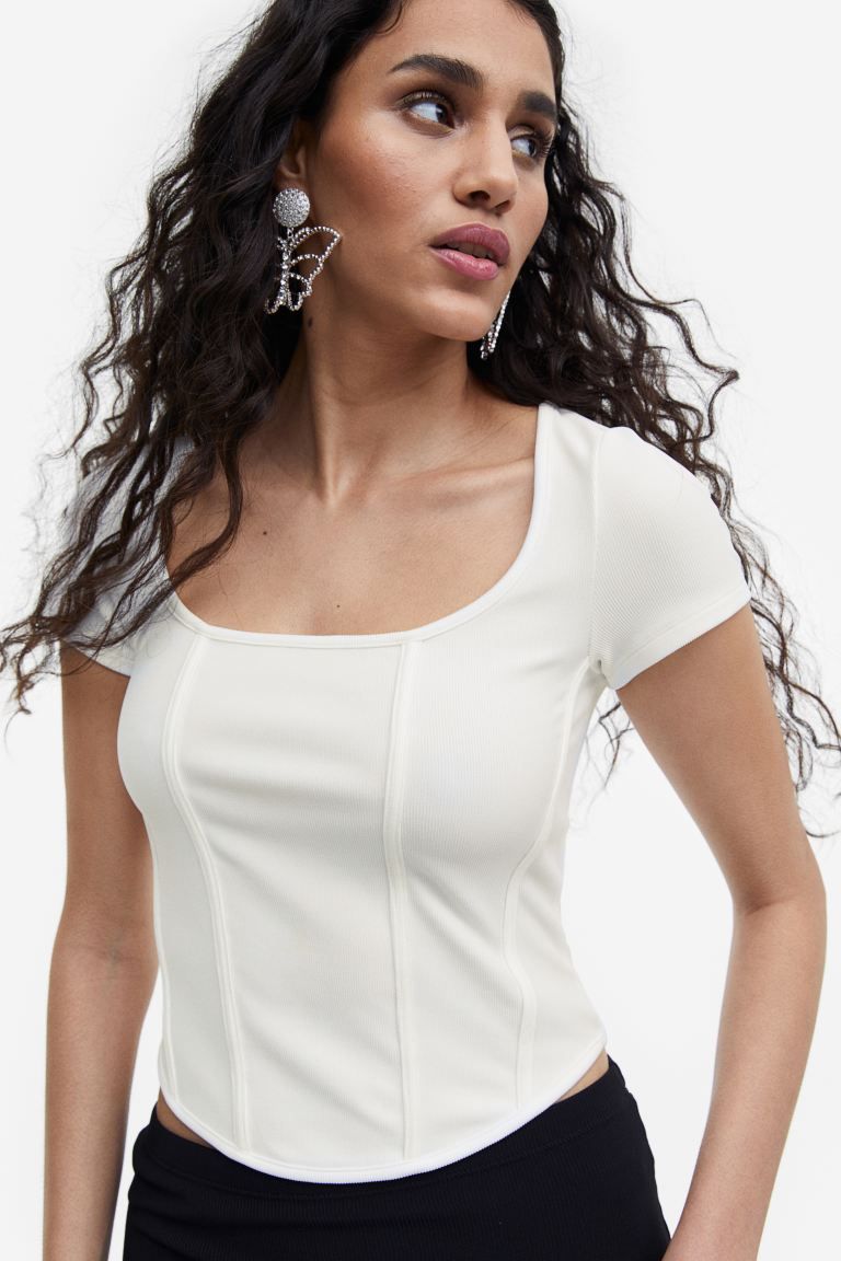 Corset-style Ribbed Top | H&M (US)
