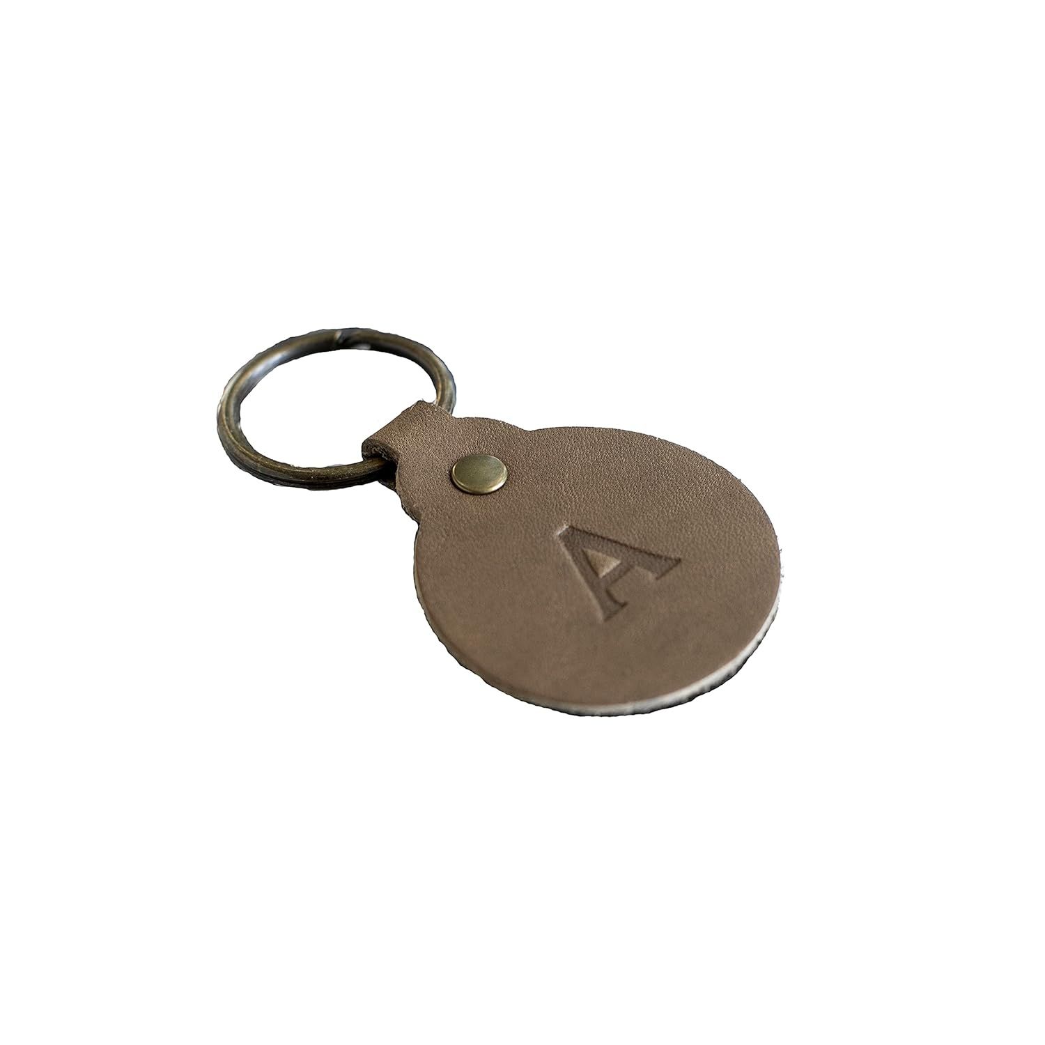 Custom Leather Circle Key Fob/Charm. Monogrammed Personalized Full Grain Leather Key Chain. Made ... | Amazon (US)