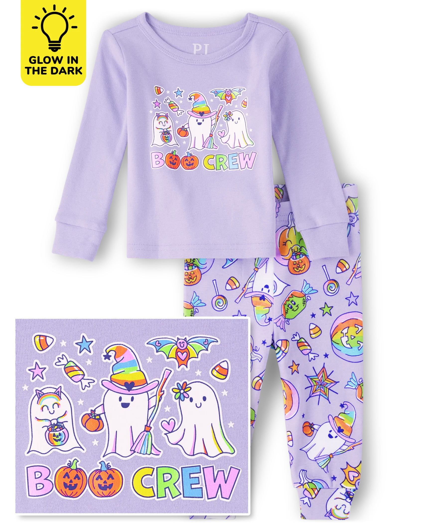 Baby And Toddler Girls Glow Boo Crew Snug Fit Cotton Pajamas - lovely lavender | The Children's Place