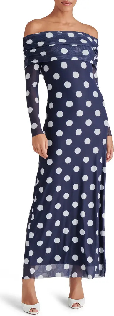 Aurelia Dot Off the Shoulder Long Sleeve Maxi Dress | Nordstrom