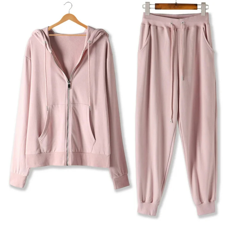 Ecqkame Tracksuit Sets for Women Clothing Two Piece Fall Jogging Outfits Long Sleeve Hooded Zip U... | Walmart (US)