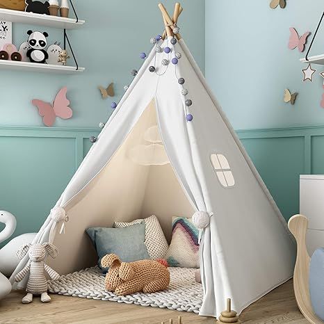 Sumbababy Teepee Tent for Kids with Carry Case, Natural Cotton Canvas Teepee Play Tent, Toys for ... | Amazon (US)