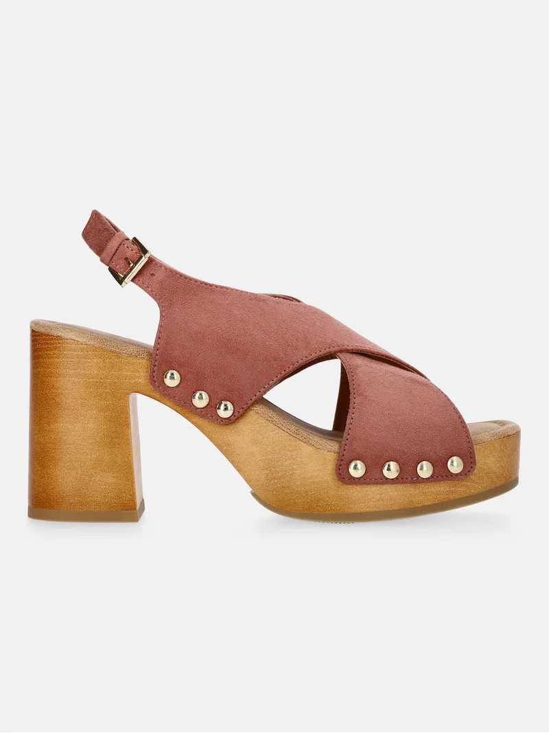 Time and Tru Women's X-Band Heeled Sandals | Walmart (US)