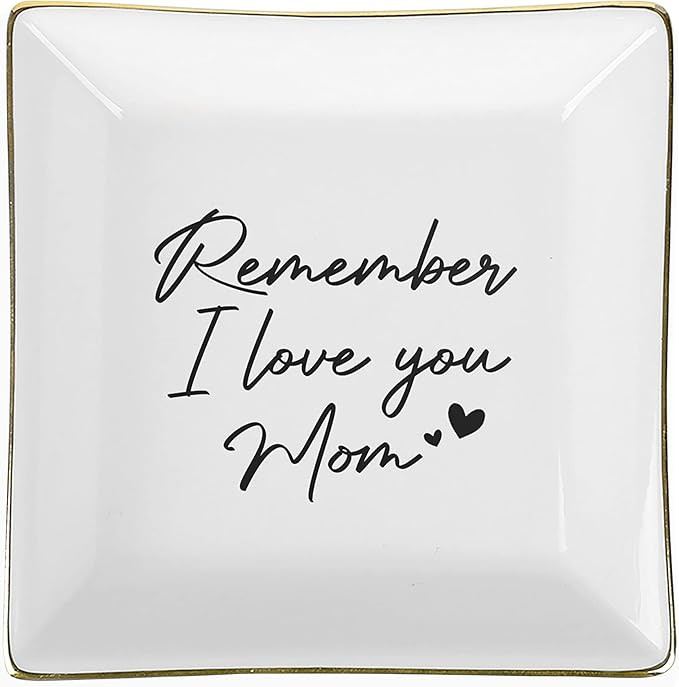 Remember I Love You Mom Ceramic Trinket Tray - Mom Birthday Gift for Daughter & Son - Jewelry Tra... | Amazon (US)