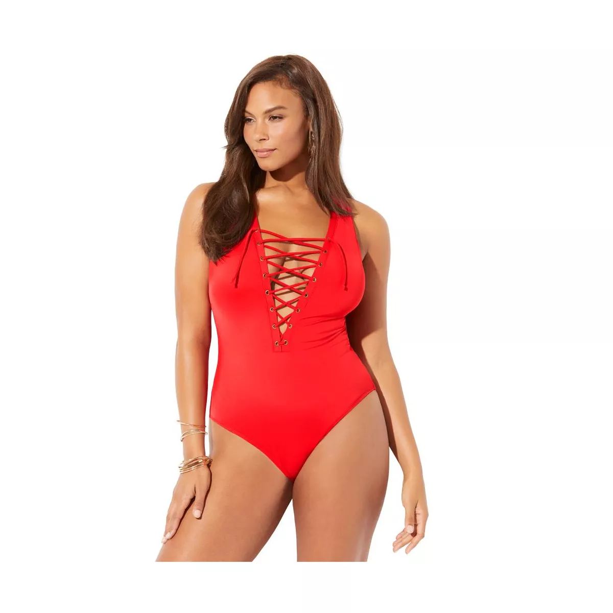 Swimsuits for All Women's Plus Size Lace Up One Piece Swimsuit | Target