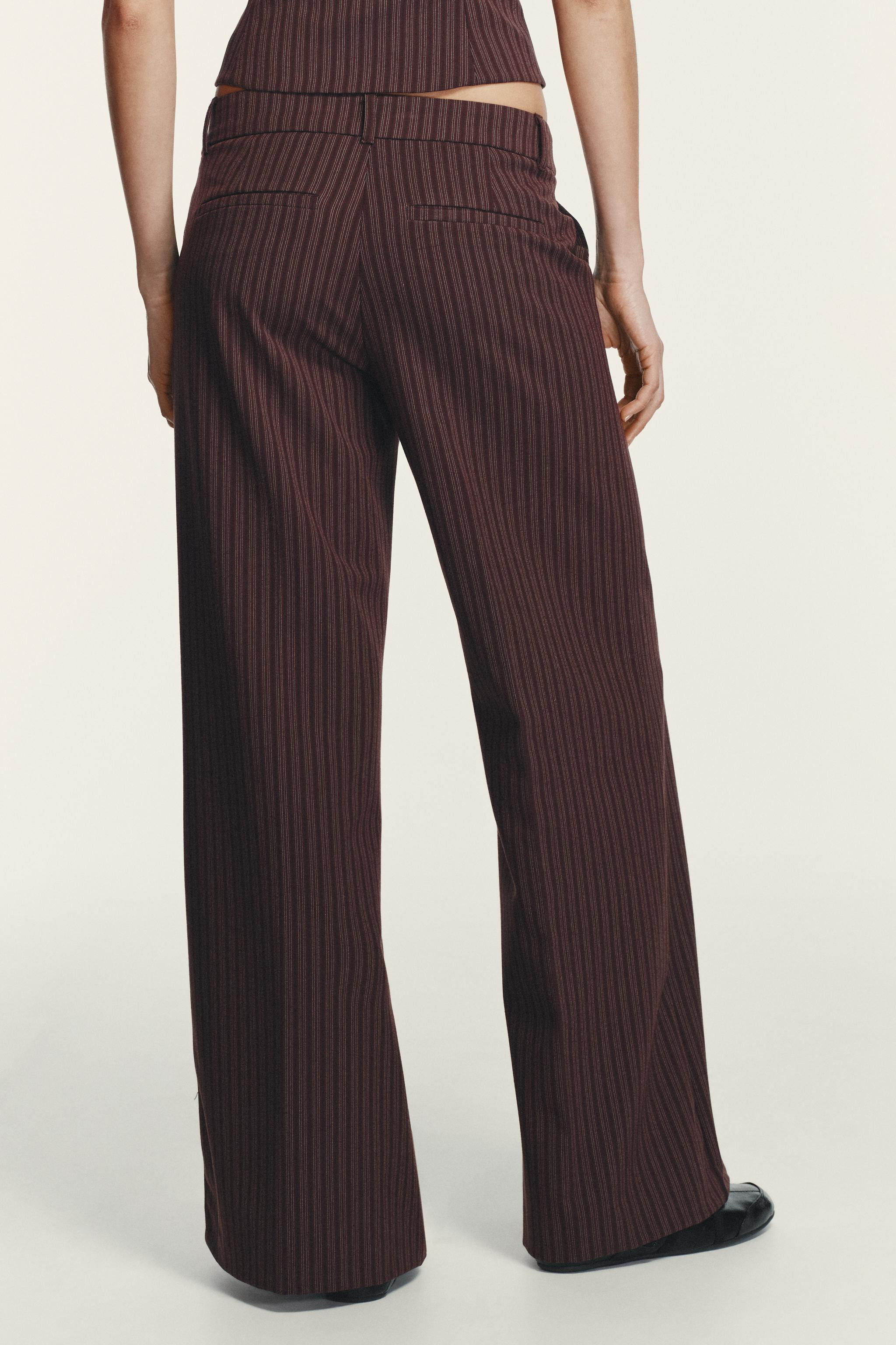 LOW-RISE STRIPED FLARE PANTS | Zara US