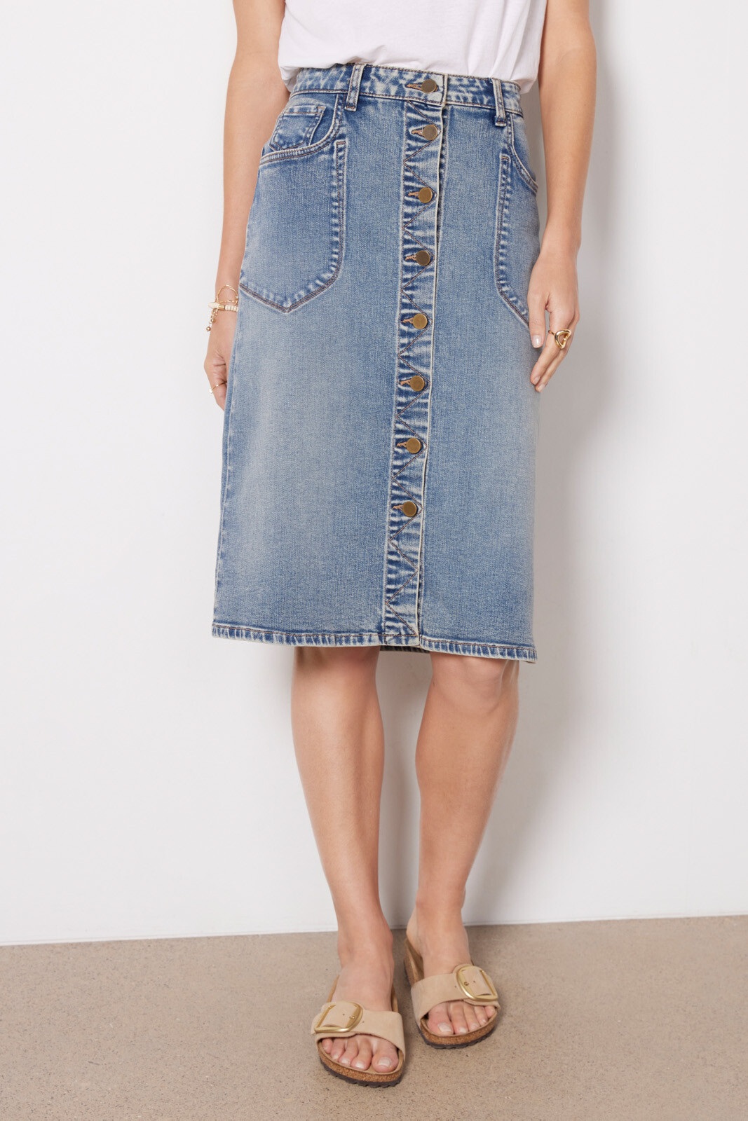 Rose Button Front Skirt | Evereve