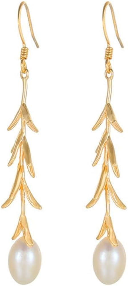 JaruJaru Handmade Freshwater Cultured Pearl Drop Earrings, Real Natural Pearls, Long Dangle Earri... | Amazon (US)