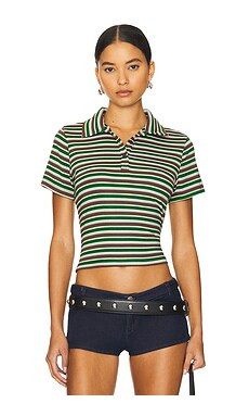 Jaded London Striped Short Sleeve Polo Shirt in Green from Revolve.com | Revolve Clothing (Global)