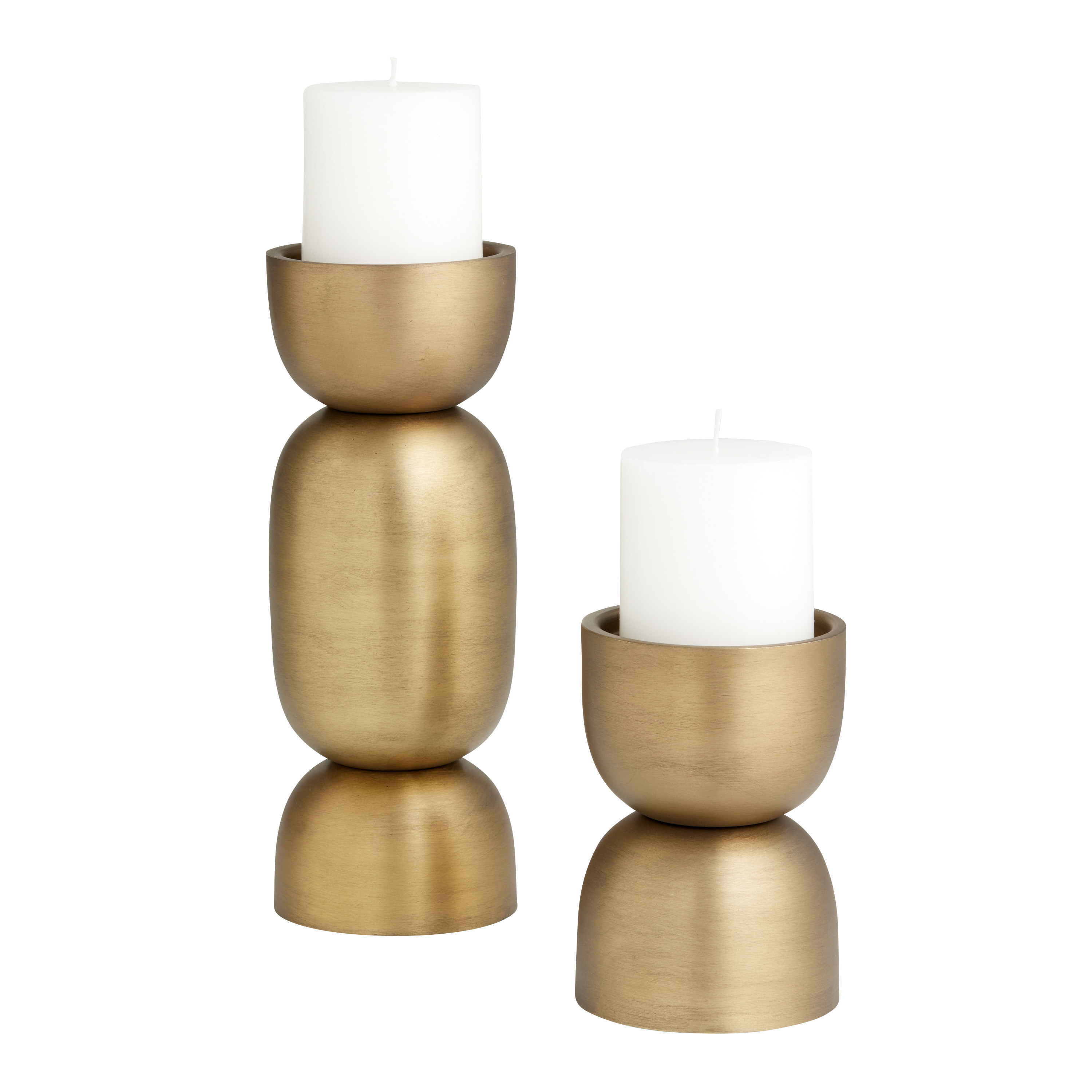 Antique Gold Oval Modern Pillar Candle Holder | World Market