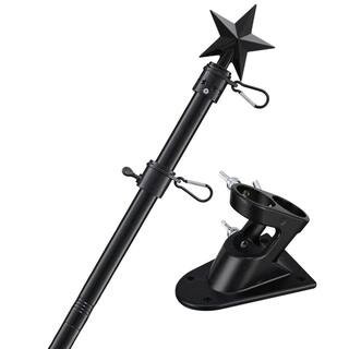 1 in. 2-Position Metal Flag Pole Kit Adjustable Outdoor Flagpole Holder with American Star Topper and Mount Bracket | The Home Depot