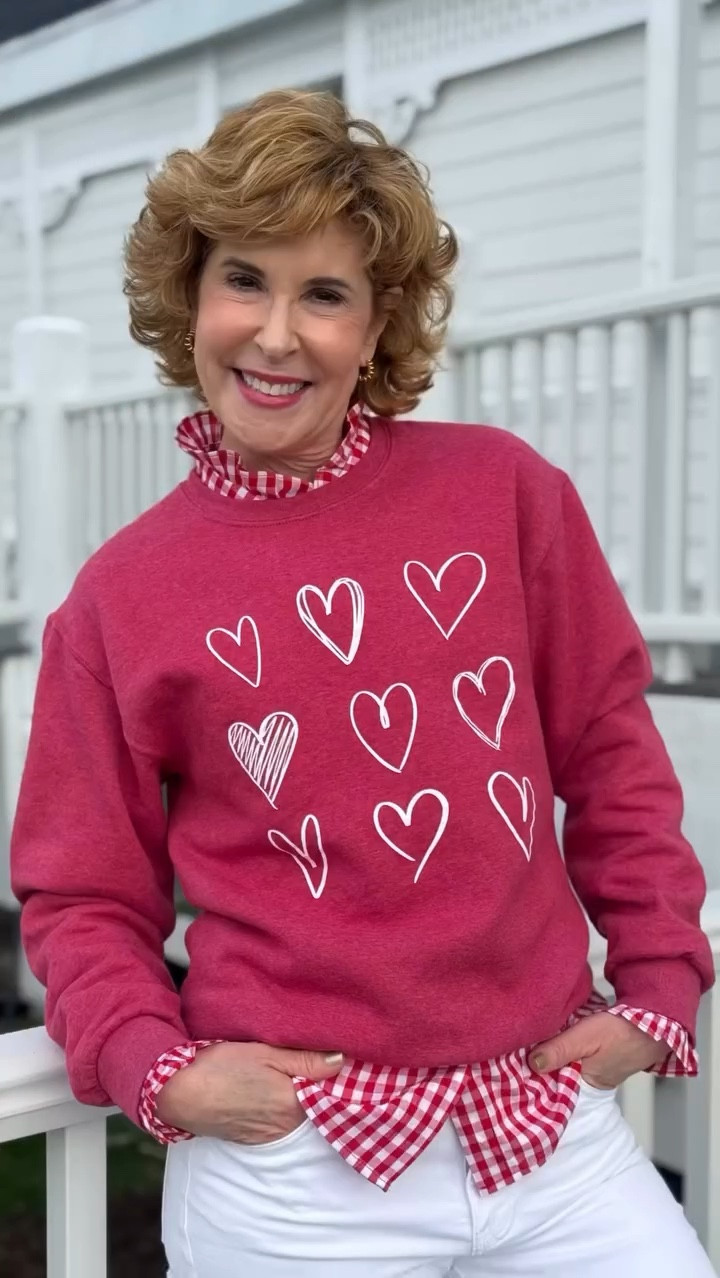 This is your sign to go full Valentine mode! 
❤️
This heart sweatshirt feels like a hug, and the gingham ruffle shirt underneath is my favorite little styling trick right now. It’s inexpensive, comes in a bunch of colors, and magically makes everything from a casual sweatshirt to a cashmere sweater feel extra special.



#LTKFindsUnder50 #LTKdayinmylife #LTKSeasonal