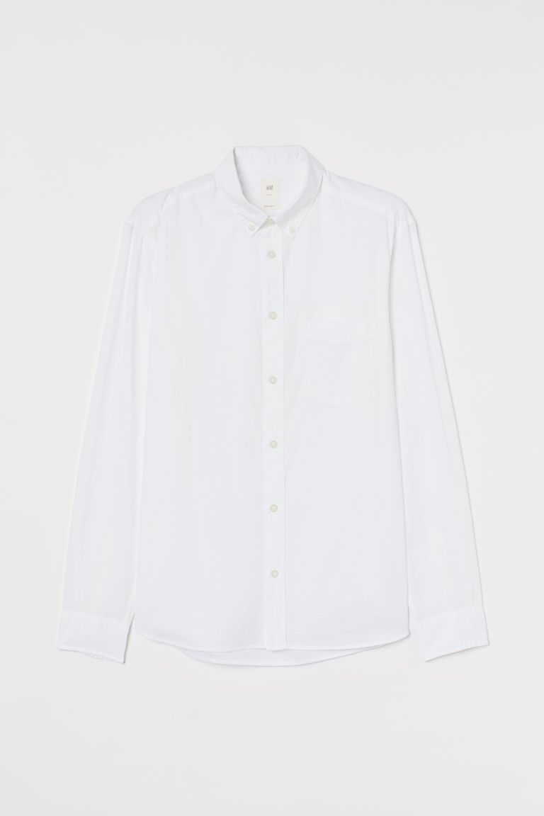 H & M - Regular Fit Cotton Shirt - White | H&M (US)