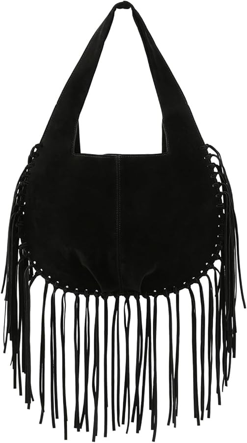 HDE Women's Faux Suede Leather Bag Fringe Tassel Shoulder Purse Western Handbag | Amazon (US)