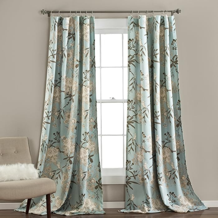 Lush Decor Botanical Garden Curtains Floral Bird Print Light Filtering Window Panel Drapes Set fo... | Amazon (US)