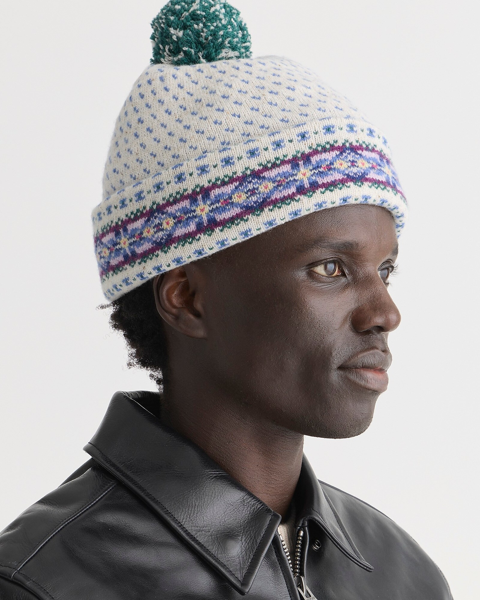 Lambswool-blend Fair Isle pom beanie | J. Crew US