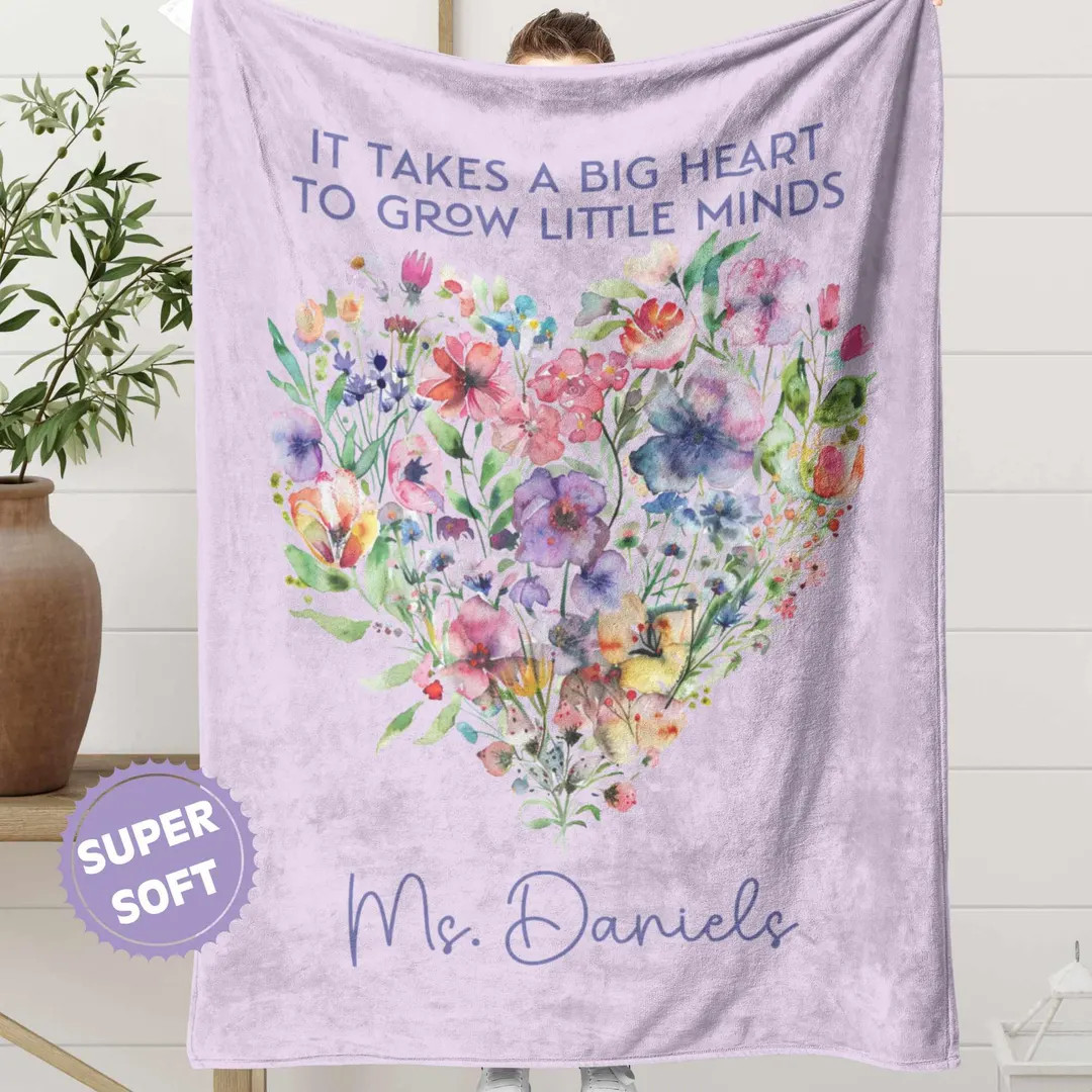 Personalized Teacher Blanket Gift, Teacher Appreciation Name Gift, Teacher Present End of School ... | Etsy (US)