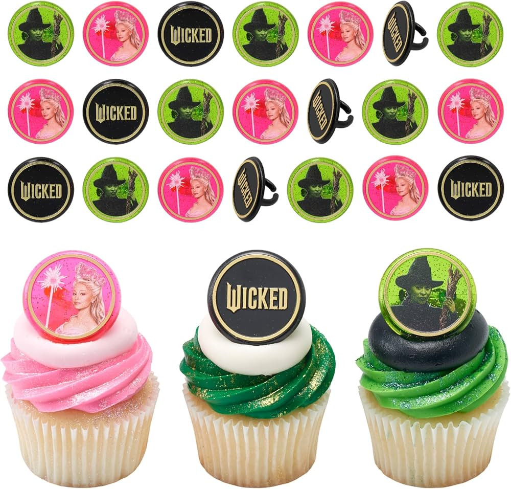 Wicked Cupcake Rings With Glinda And Elphaba, 24 Cupcake Toppers For Cakes, Birthday's, Celebrati... | Amazon (US)