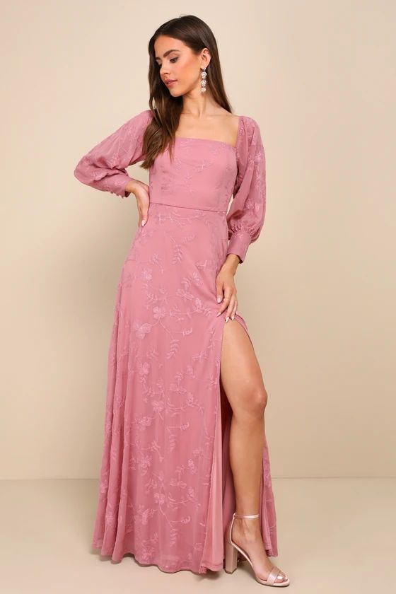 Feel the Romance Rose Embroidered Off-the-Shoulder Maxi Dress | Lulus