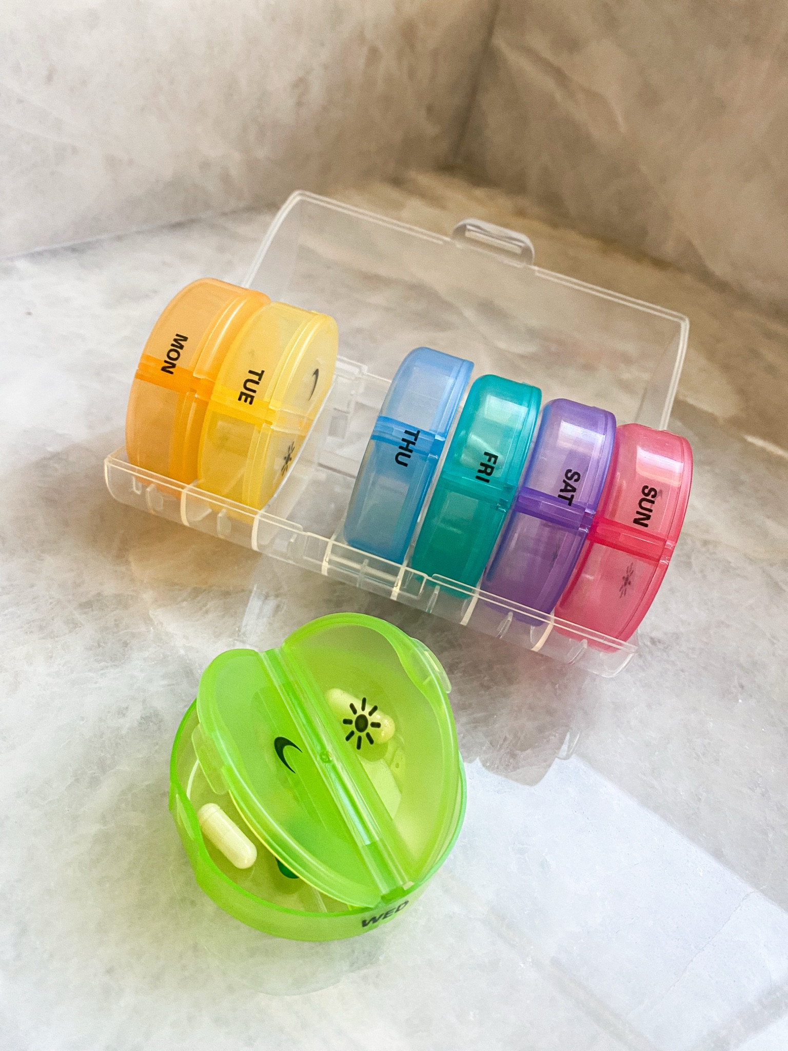 The absolute best pill case for packing medication when you travel! Each day has two compartments. 1 for AM and 1 for PM. THE BEST!

#LTKTravel #LTKBeauty #LTKMostLoved