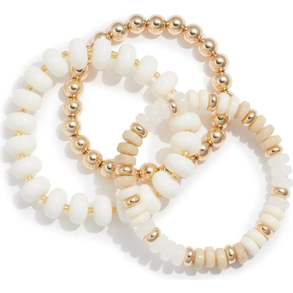 Nordstrom 3-Pack Beaded Bracelets in Ivory Multi- Gold at Nordstrom | Nordstrom
