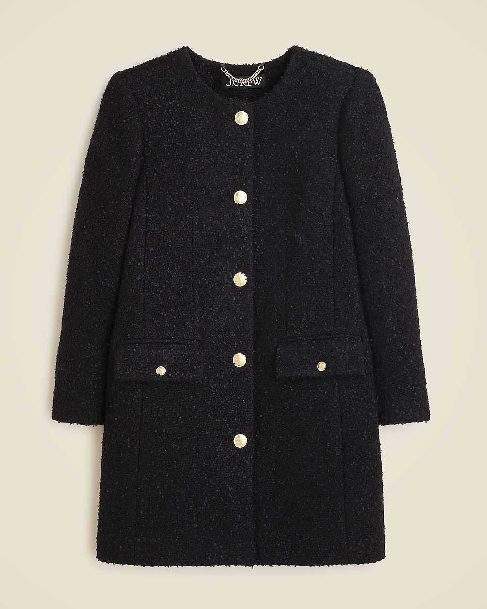 Collarless lady coat in textured tweed | J. Crew US