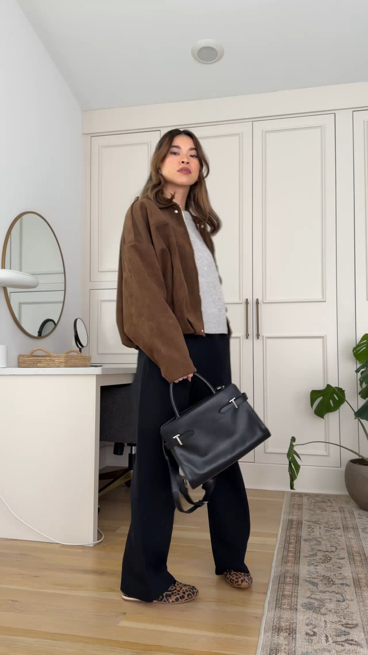 Sizing info: Pants: 24 Short in Black, Tee XS, Sweater Small in Pale Grey Heather, Jacket Small in Dark Brown! petite fashion, get dressed with me, outfit inspiration, ootd, nashville outfit, Nashville influencer, petite style, vacation style, casual outfits, mom style, petite pants, winter dress, winter outfit, winter pants, winter outfit inpso, winter outfit idea, winter top, winter style, winter sweater, cozy sweater, cold weather sweater, cold weather outfit, winter bag, winter purse, denim, jeans, jacket, winter jacket, winter coat, warm coat, 

 

#LTKHoliday #LTKSeasonal #LTKPetite