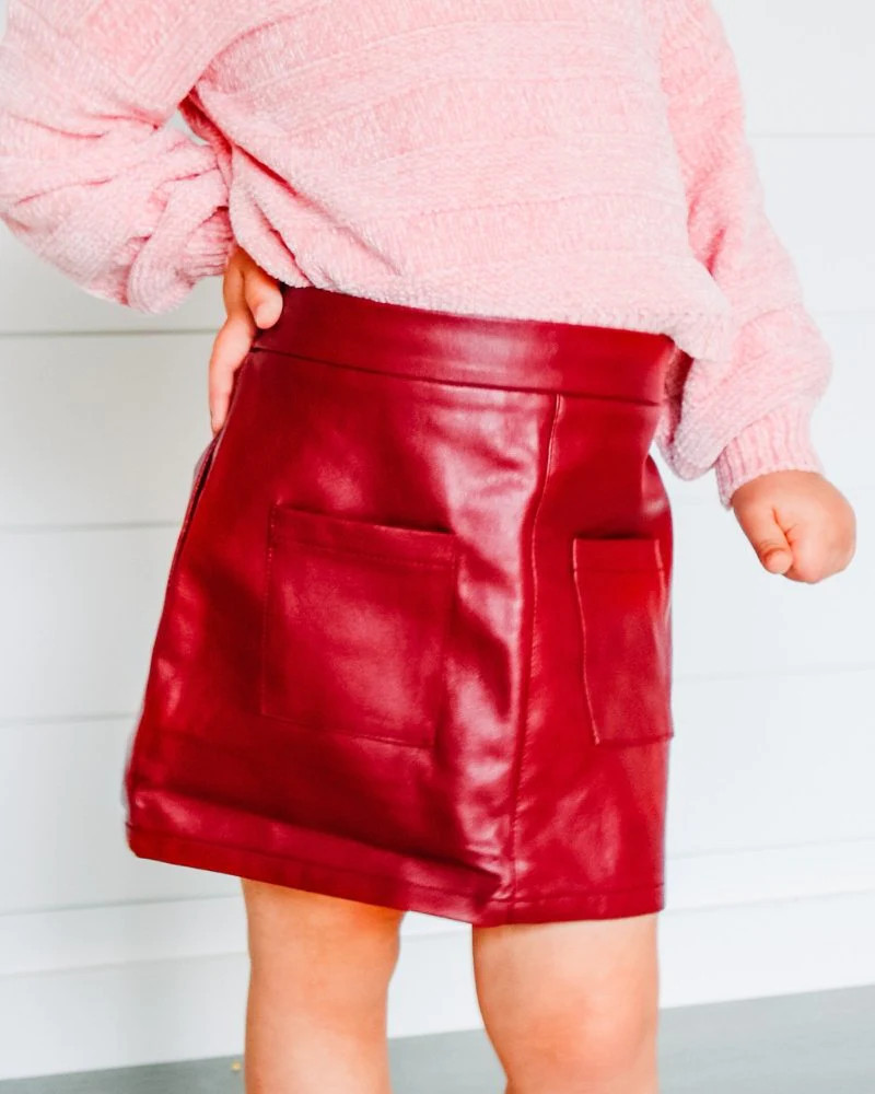 Katie Pocket Mini Skirt - Maroon | Bailey's Blossoms