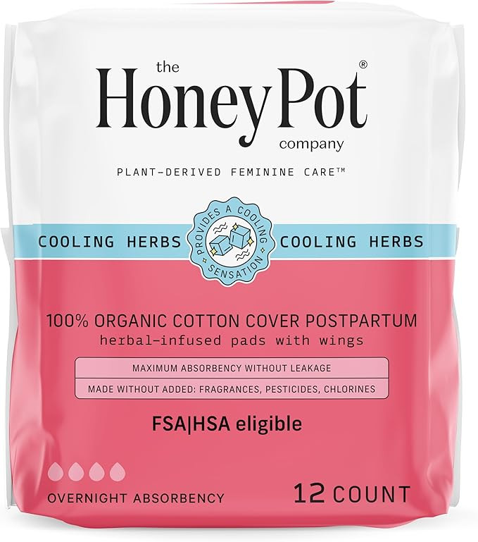 The Honey Pot Company - Herbal Postpartum Pads w/Wings - Infused w/Essential Oils for Cooling Eff... | Amazon (US)