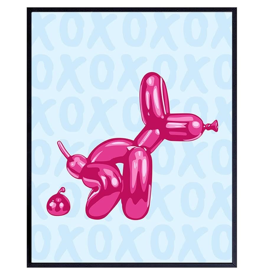 Funny Blue Bathroom Wall Art - Yellowbird Art & Design Bathroom Decor - Balloon Dog Minimalist Mo... | Amazon (US)