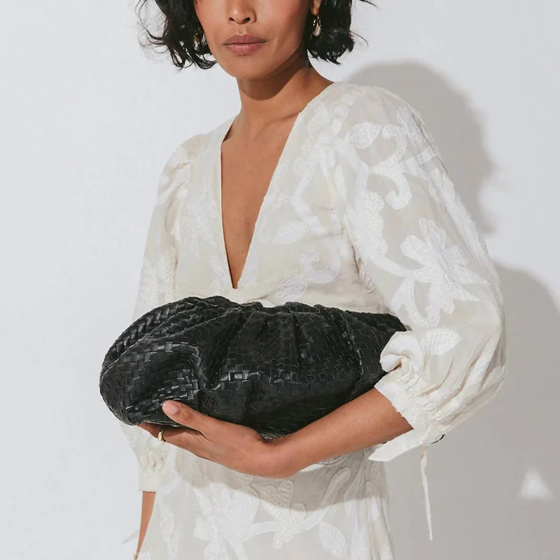 Cleobella Gigi Woven Clutch In Black - Black | Verishop