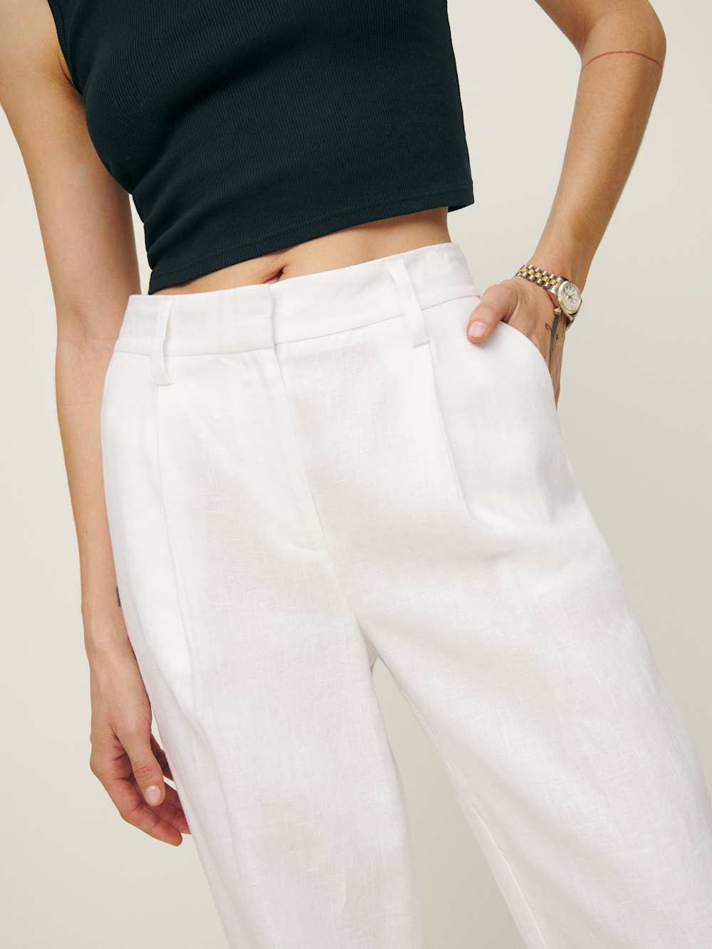Alex Linen Mid Rise Pant | Reformation (Global)