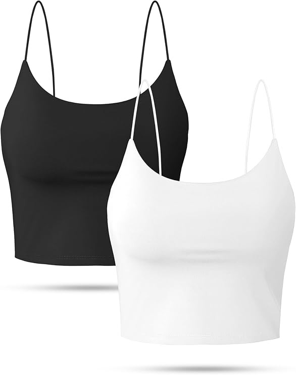 Buauty 2 & 4 Packs Crop Tank Top for Women, Basic Solid Cropped Double Layer Spaghetti Strap Shor... | Amazon (US)