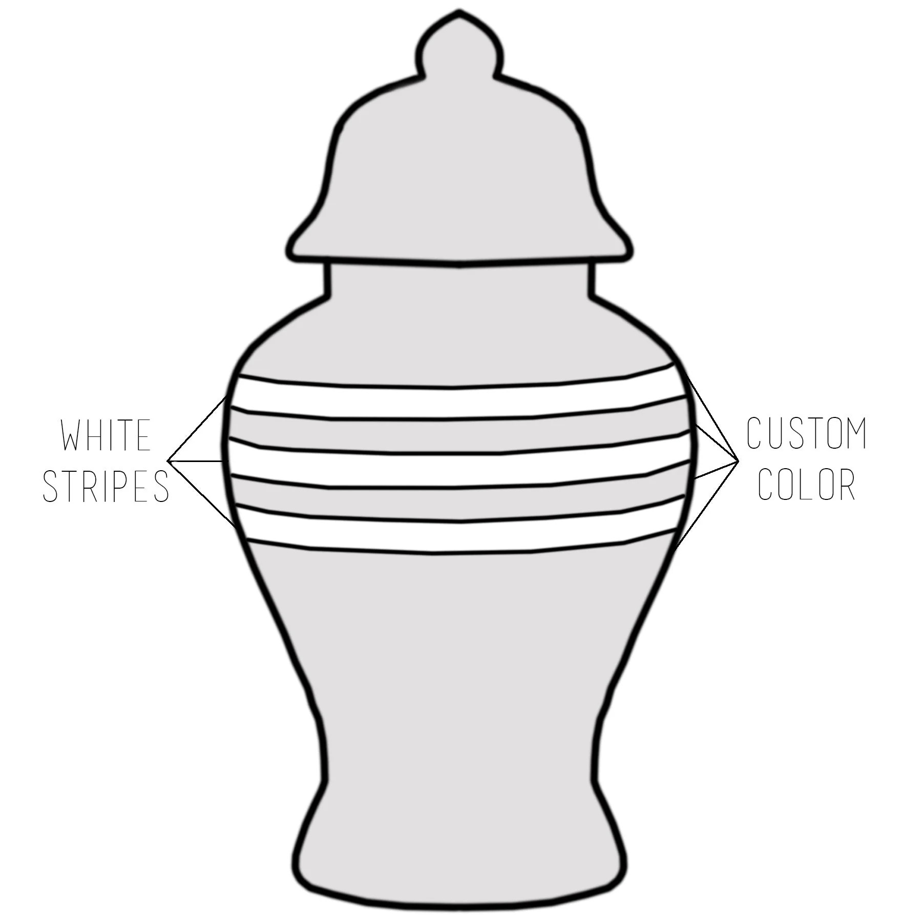 Custom Color Striped Ginger Jars | Ruby Clay Company