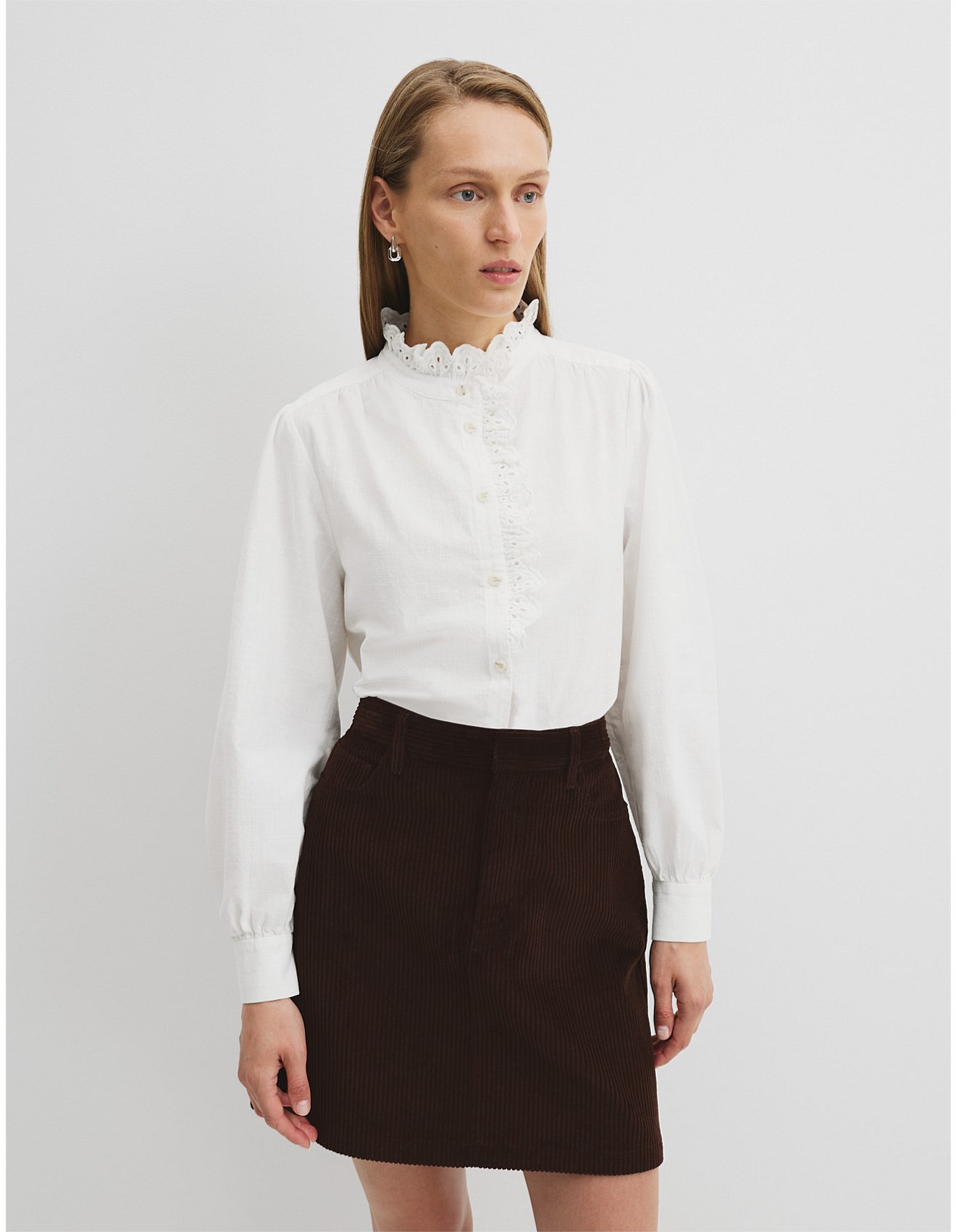Country Road Long Sleeve Ruffle Shirt | David Jones | David Jones (Australia & New Zealand)
