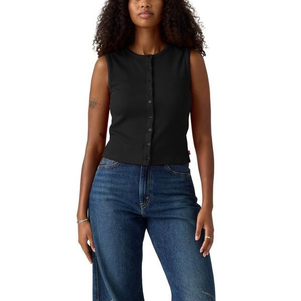 Women's Levi's Rory Button-Up Crew Neck Tank Top Large Anthracite Night | Scheels Sports
