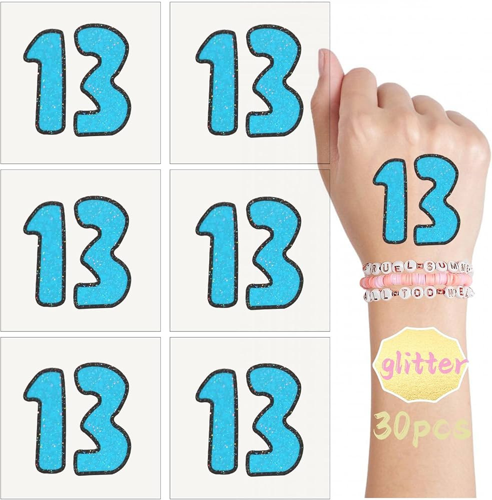 30 Pcs Glitter Concert Merch,13 Temporary Tattoo,13 Tattoo, Hand tattoo, Star Temporary Tattoos, ... | Amazon (US)