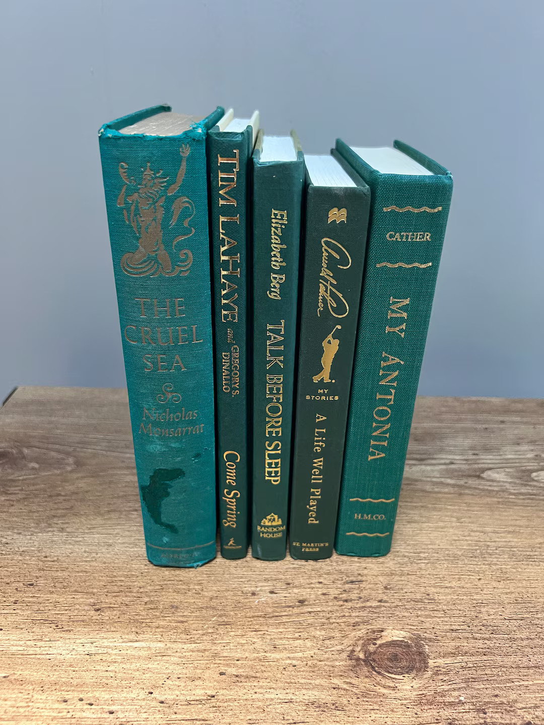 Green and Gold Book Collection / Self Decor | Etsy (US)