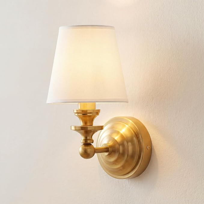 Retro Brass Linen Shade Wall Sconce | Amazon (US)