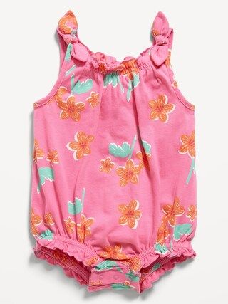 Printed Sleeveless Tie-Shoulder One-Piece Romper for Baby | Old Navy (US)