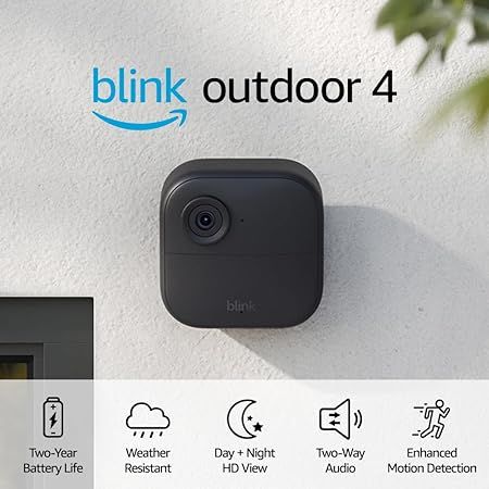 Blink Outdoor 4 (4th Gen) – Wire-free smart security camera, two-year battery life, two-way aud... | Amazon (US)