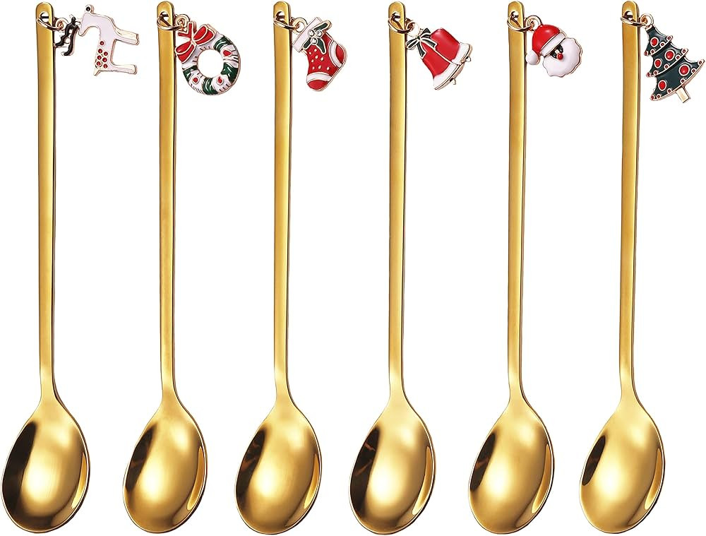 Christmas Coffee Tea Spoons, PBIEHSR 6 PCS Christmas Coffee Teaspoons Stirring Mixing Spoons with... | Amazon (US)