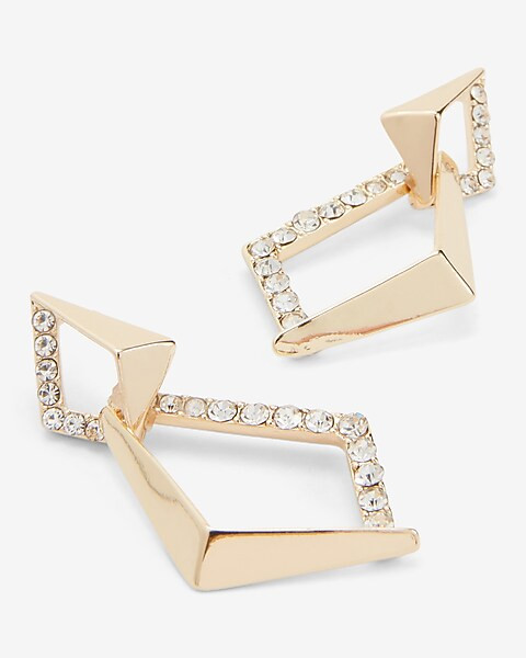 Interlocking Diamond Rhinestone Drop Earrings | Express
