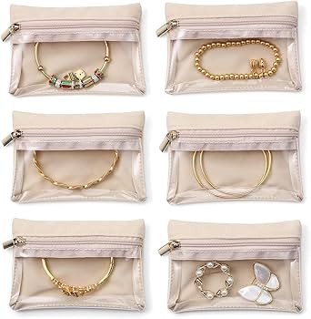 Vlando Travel Jewelry Box Organizer - 6 Small Velvet Zipped Pouches Pockets for Jewelries Necklac... | Amazon (US)