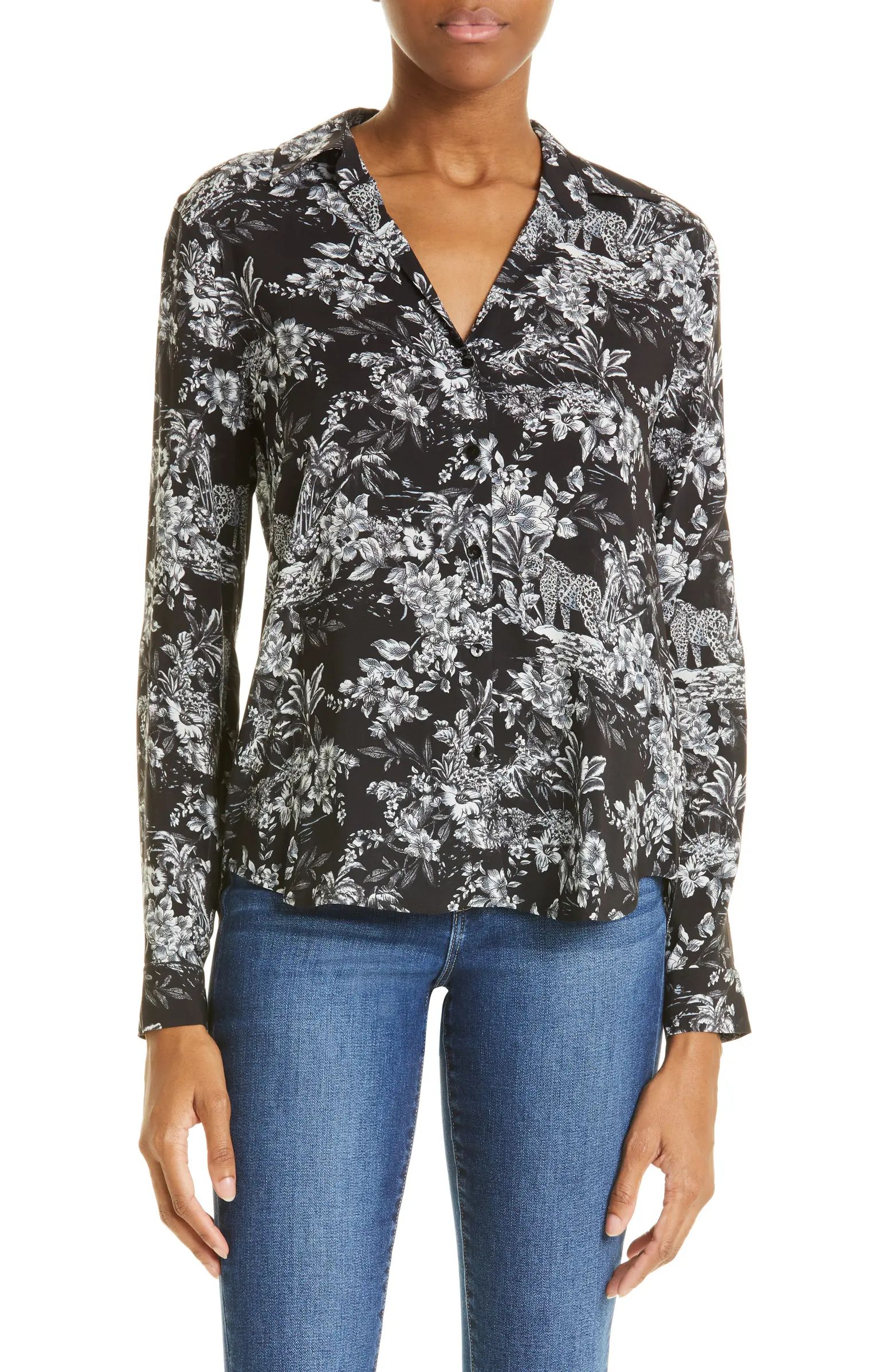 Holly Floral Print Long Sleeve Button-Up Blouse | Nordstrom