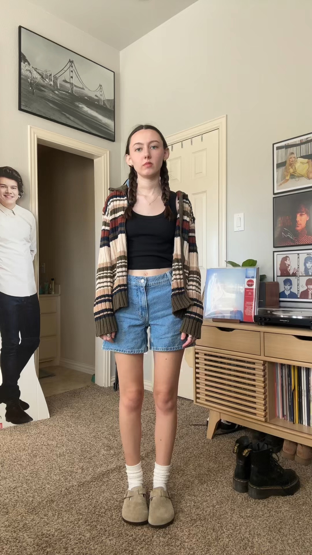 outfit 1 - 
tank: hollister
cardigan: thrifted (sag harbor)
shorts: aritzia
shoes: birkenstock

outfit 2 -
shirt: emergency intercom shirt
jeans: A&F
shoes: adidas

outfit 3 -
shirt: smashing pumpkins merch
cardigan: UO
skirt: LA apparel
shoes: dr martens

outfit 4 -
shirt: heaven x deftones
pants: hollister
belt: brandy
shoes: adidas

outfit 5 -
tank: brandy
cardigan: cider
skort: cider
boots: frye

outfit 6 -
shirt: UO
jeans: hollister
shoes: converse

outfit 7 -
shirt: cider
jeans: hollister
belt: target
shoes: dr martens

outfit 8 -
shirt: sabrina merch
skirt: motel
shoes: no name

outfit 9 -
sweater: cider
skirt: hollister
belt: target
shoes: converse

outfit 10 -
tank: free people
cardigan: thrifted
pants: target
shoes: adidas