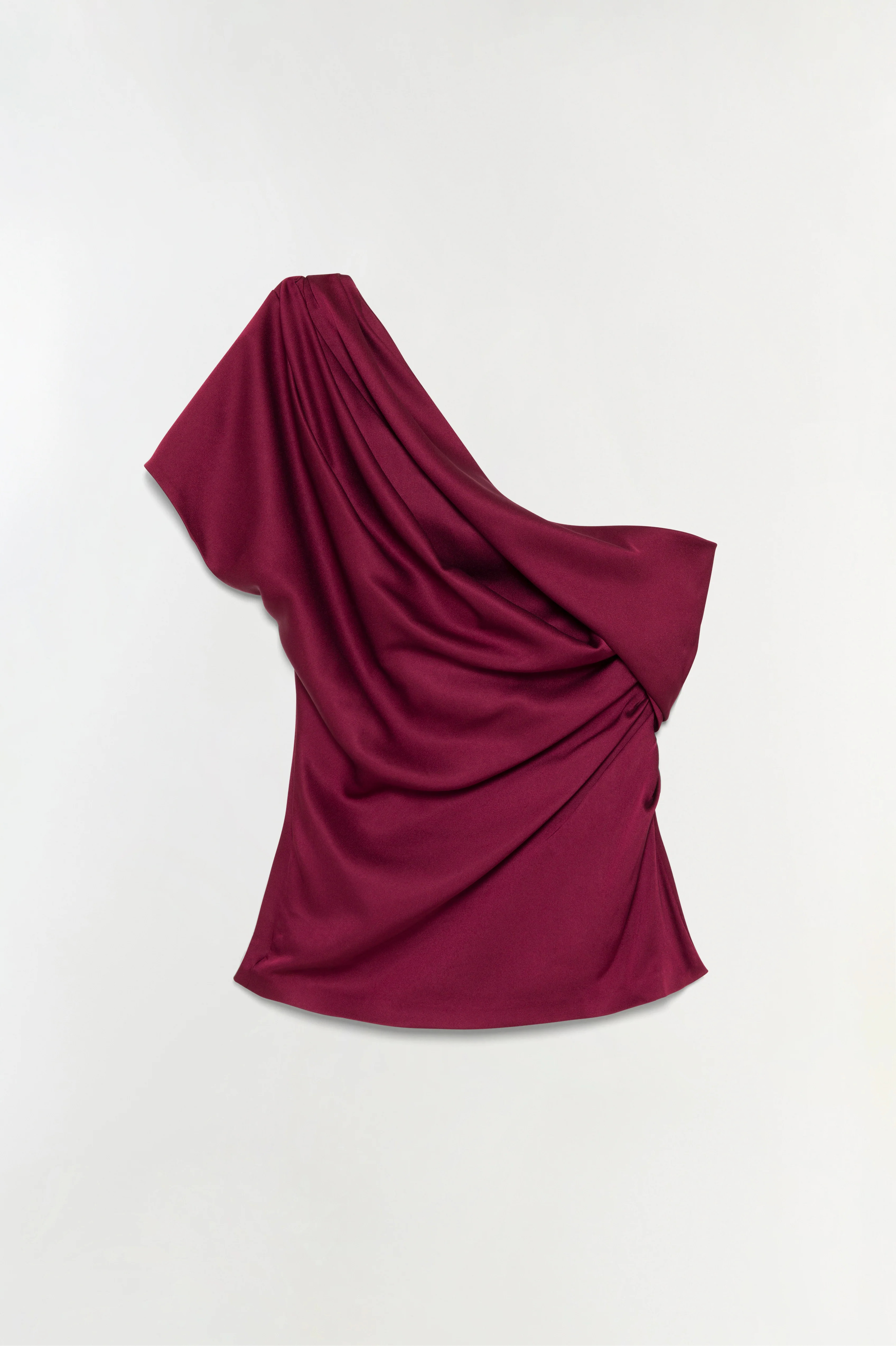 SIMKHAI Women's Phoebe Draped Satin Top in Cranberry, Size 4 | Simkhai