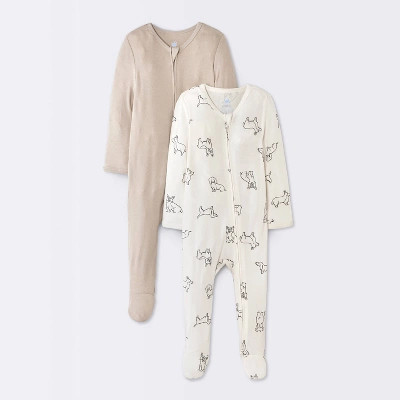 Baby Boys' 2pk Dogs So Very Soft Modal Sleep N' Play - Cloud Island™ Cream Newborn | Target