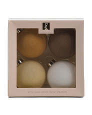 Set Of 4 Flocked Glass Ornaments | TJ Maxx