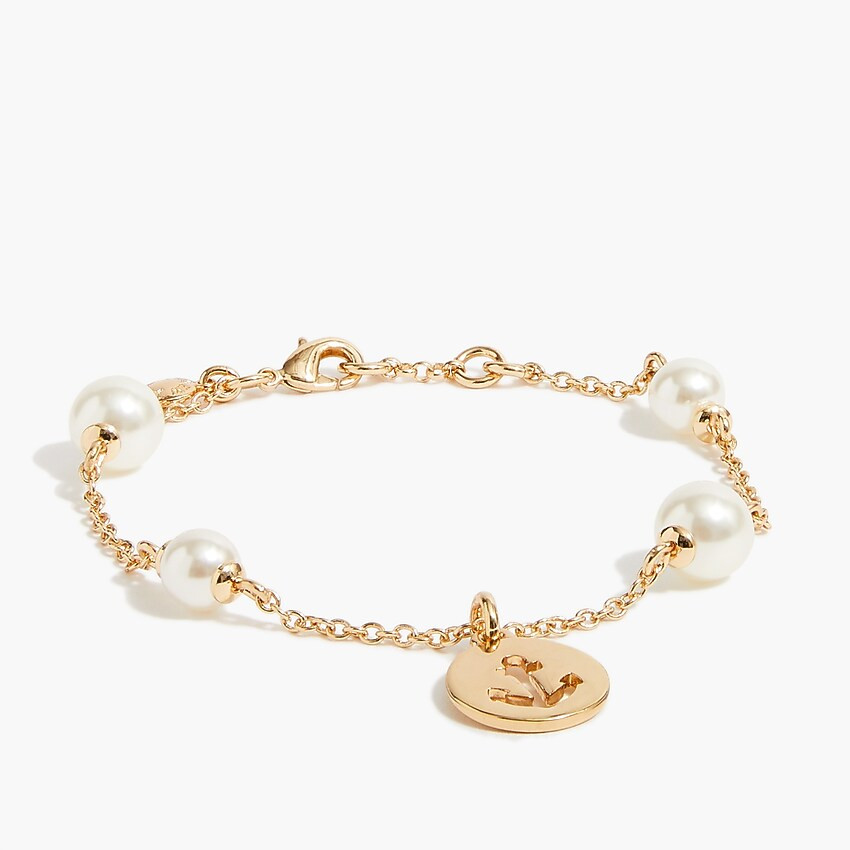 Pearl bracelet with anchor-stamped coin | J.Crew Factory